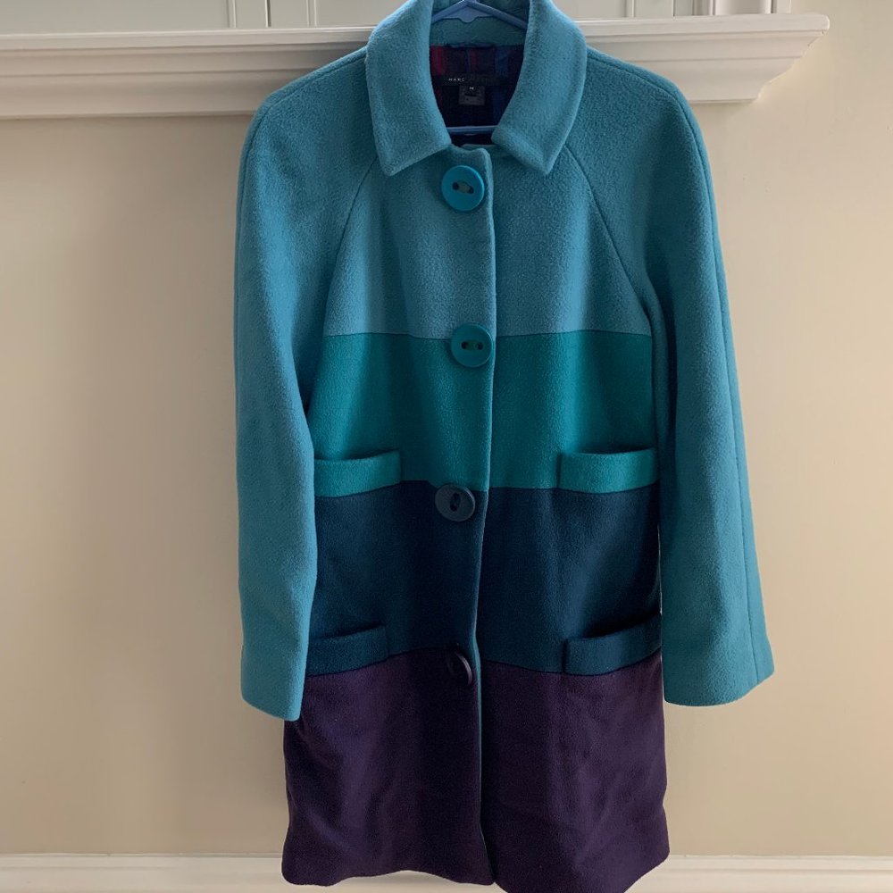 MARC JACOBS Wool Blend Color Block Coat Size M